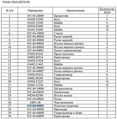 Серьга рыхлителя 16Y-84-00003 Серьга рыхлителя 16Y-84-00003